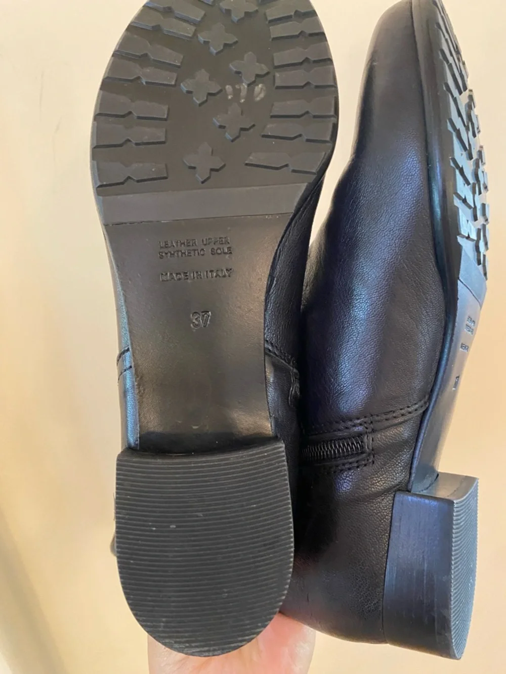 Napoleoni Italian Black Leather Quilted Knee High Boots Size 37